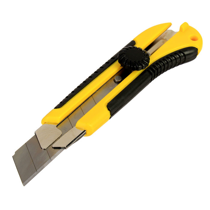 Нож универсальный BOHRER, прорезиненный корпус, винтовой фиксатор, усиленный, 25 мм