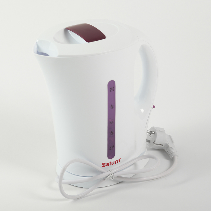 Чайник электрический SATURN ST-EK0002 , 2200 Вт, 1.7 л, белый-фиолетовый