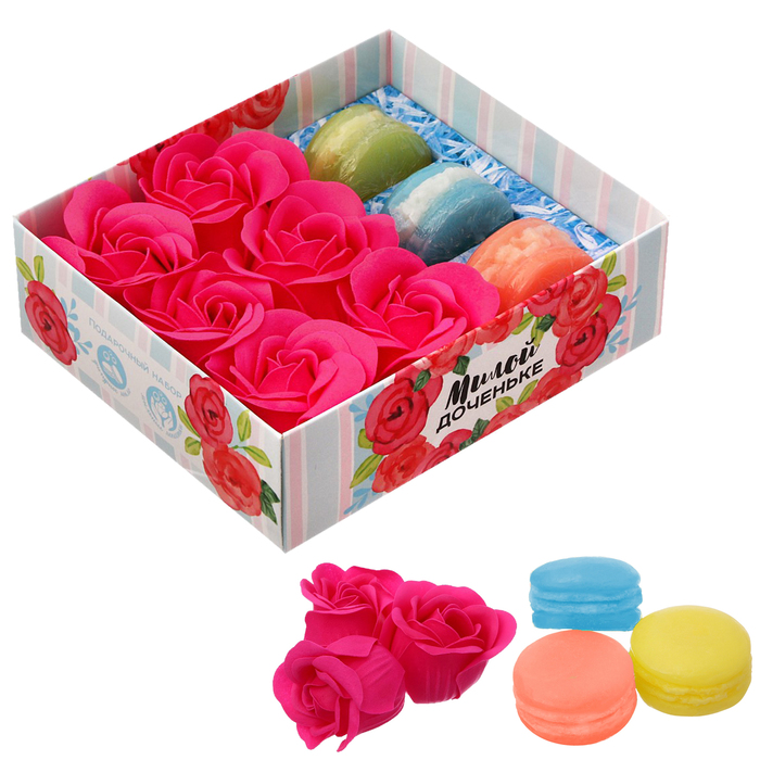 Подарочный набор "Милой доченьке": мыльные лепестки и мыло в форме пирожного