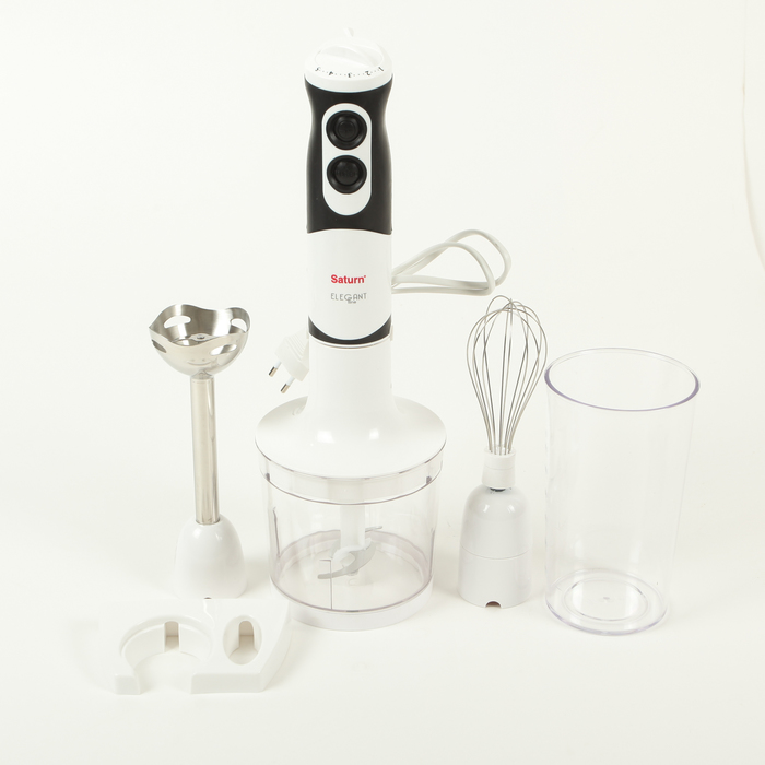 Блендер Saturn ST-FP0051, 700 Вт, измельчитель 0.5 л, венчик, стакан, белый