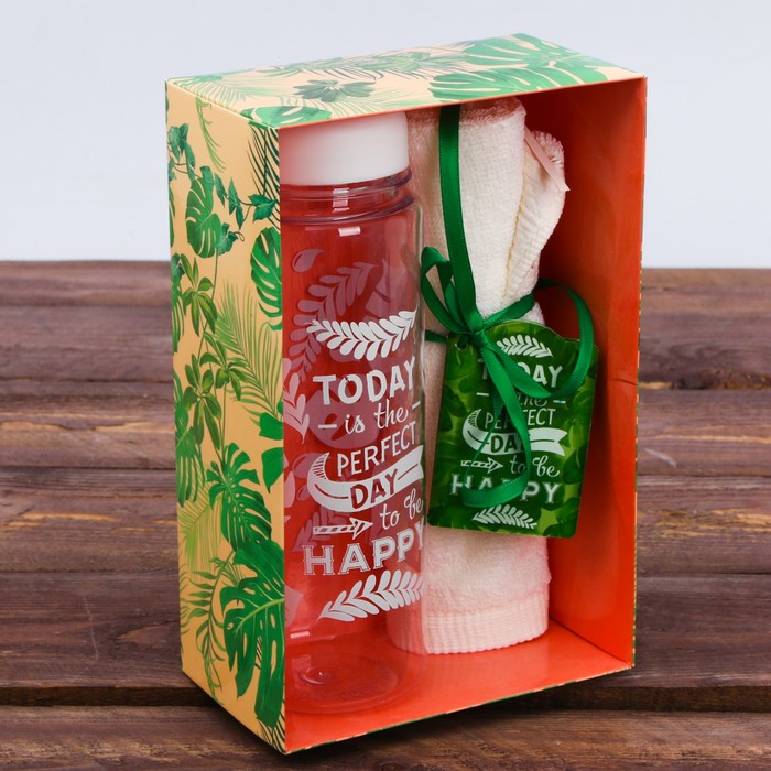 Набор "Perfect day", бутылка для воды (500 мл), полотенце