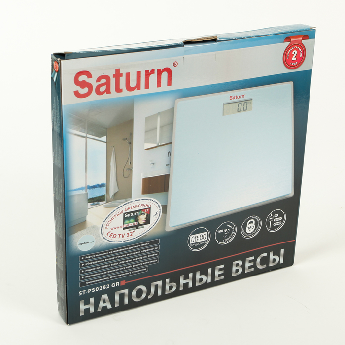 Весы напольные Saturn ST-PS0282, электронные, до 180 кг, серебристый