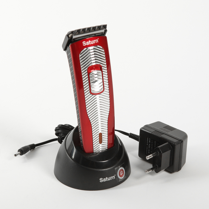 Машинка для стрижки Saturn ST-HC7384, 5 регулировок, аккумулятор, красная