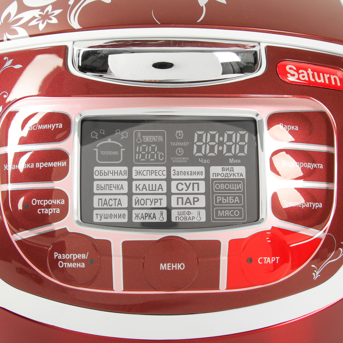 Мультиварка Saturn ST-MC9194, 860 Вт, 5 л, 18 программ, красная