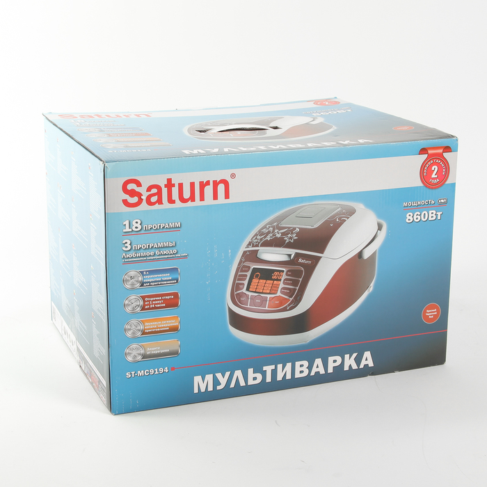 Мультиварка Saturn ST-MC9194, 860 Вт, 5 л, 18 программ, красная
