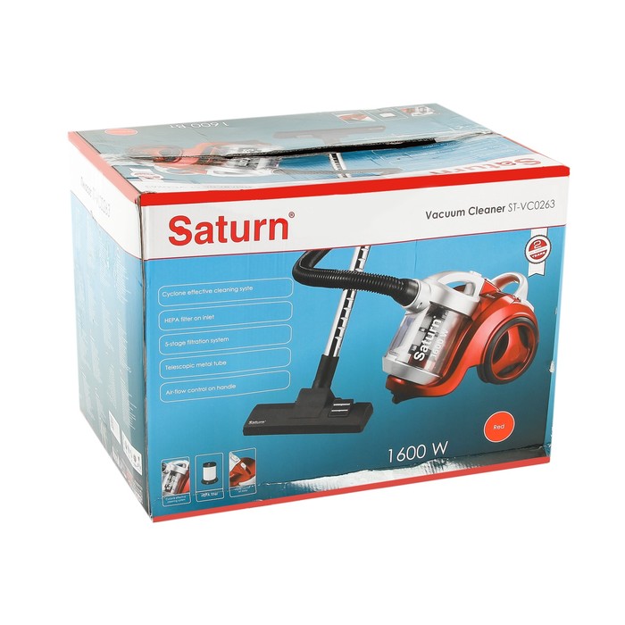 Пылесос Saturn ST-VC0263, 1600 Вт, контейнер 3 л, красный