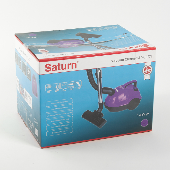 Пылесос Saturn ST-VC0271, 1400 Вт, тканевый пылесборник, фиолетовый