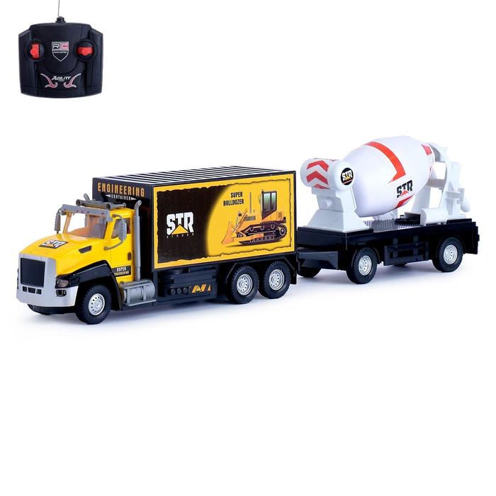 Грузовик радиоуправляемый "Стройка", с прицепом, работает от батареек, световые эффекты