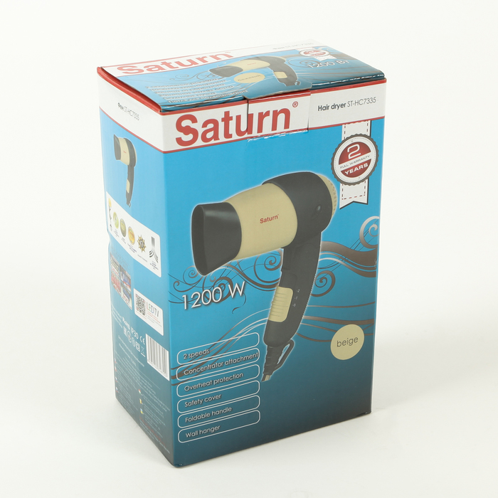 Фен Saturn ST-HC7335, 1200 Вт, 2 режима, бежевый