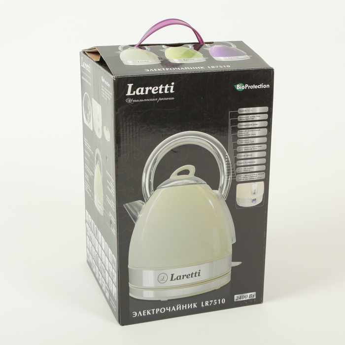 Чайник электрический Laretti LR7510, 2400 Вт, 1.7 л, белый