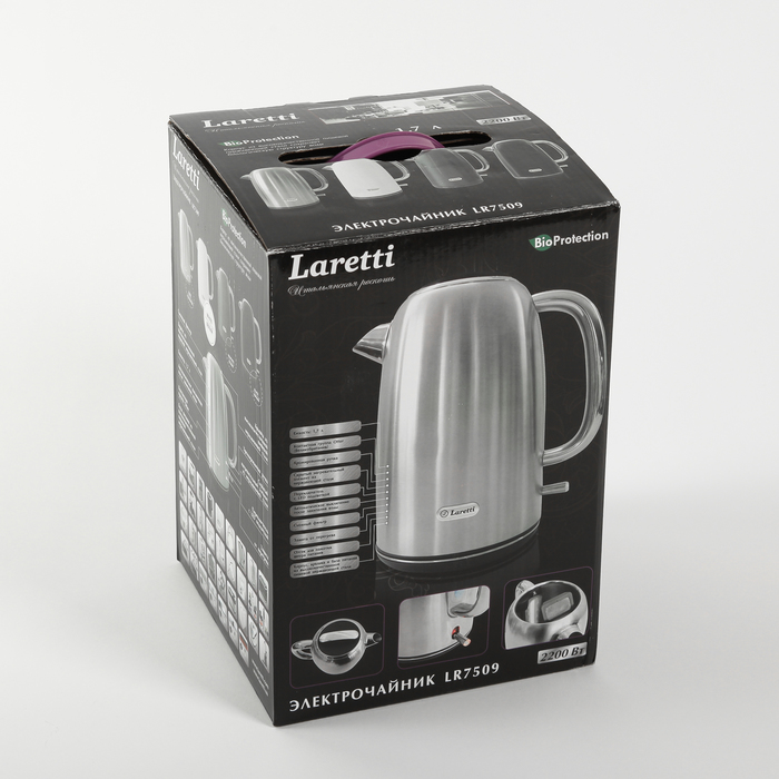 Чайник электрический Laretti LR7509, 2000 Вт, 1.7 л, белый