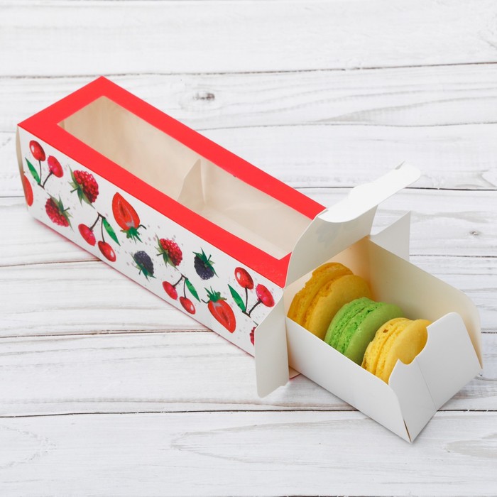 Коробочка для макарун «Ягодки», 18 х 5,5 х 5,5 см