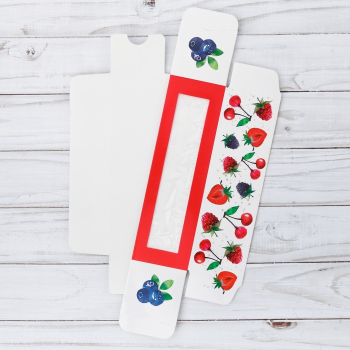 Коробочка для макарун «Ягодки», 18 х 5,5 х 5,5 см