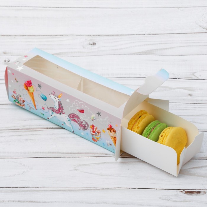 Коробочка для макарун «Побалуй себя», 18 х 5,5 х 5,5 см