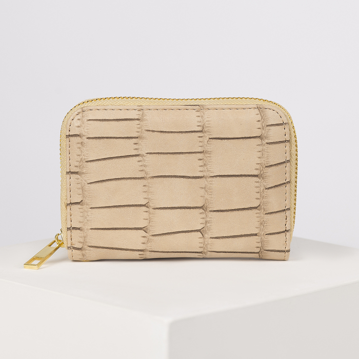 Кошелёк женский, 2 отдела, для карт, монет, с ручкой, цвет бежевый