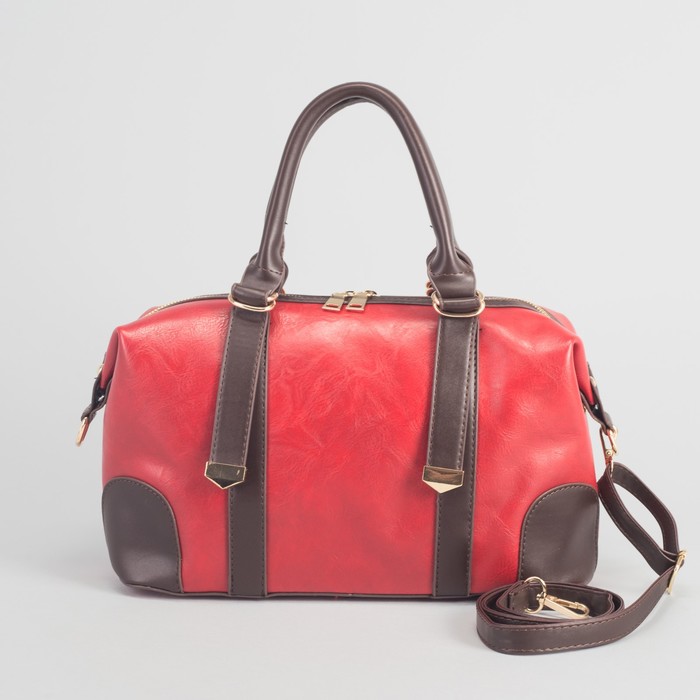 Сумка женская на молнии, 1 отдел, наружный карман, длинный ремень, цвет красный