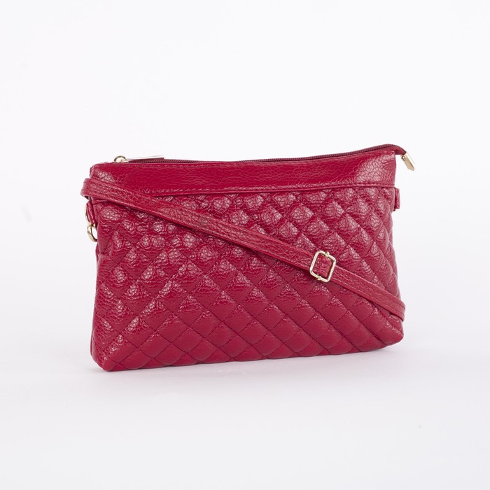 Сумка женская на молнии, 3 отдела, наружный карман, длинный ремень, цвет красный