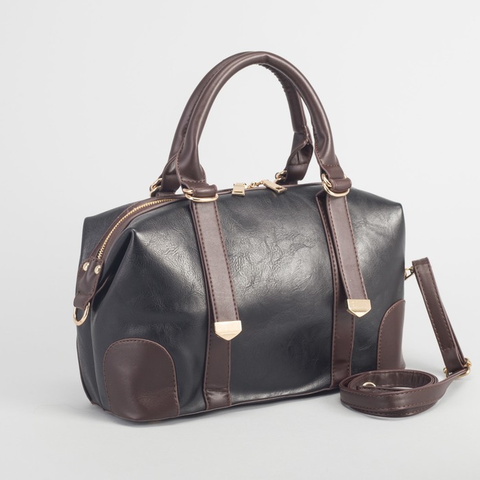 Сумка женская на молнии, 1 отдел, наружный карман, длинный ремень, цвет чёрный