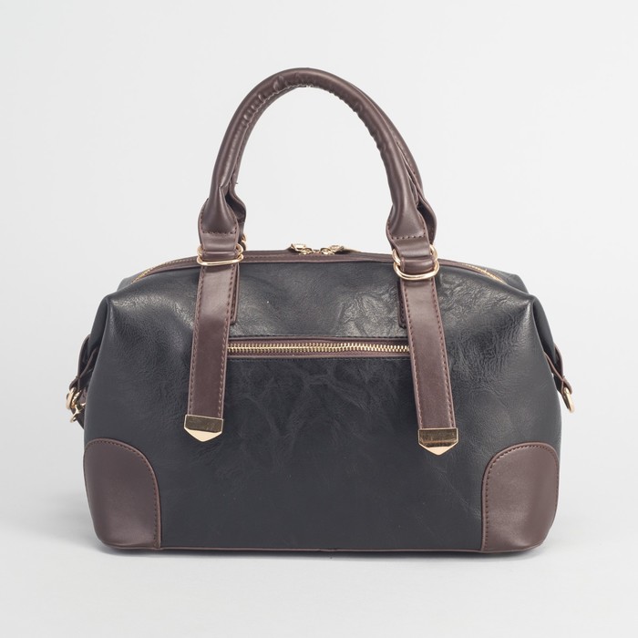 Сумка женская на молнии, 1 отдел, наружный карман, длинный ремень, цвет чёрный