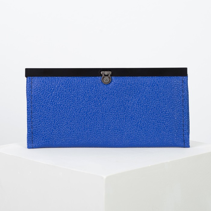 Кошелёк женский на застёжке, 4 отдела, для монет, цвет синий