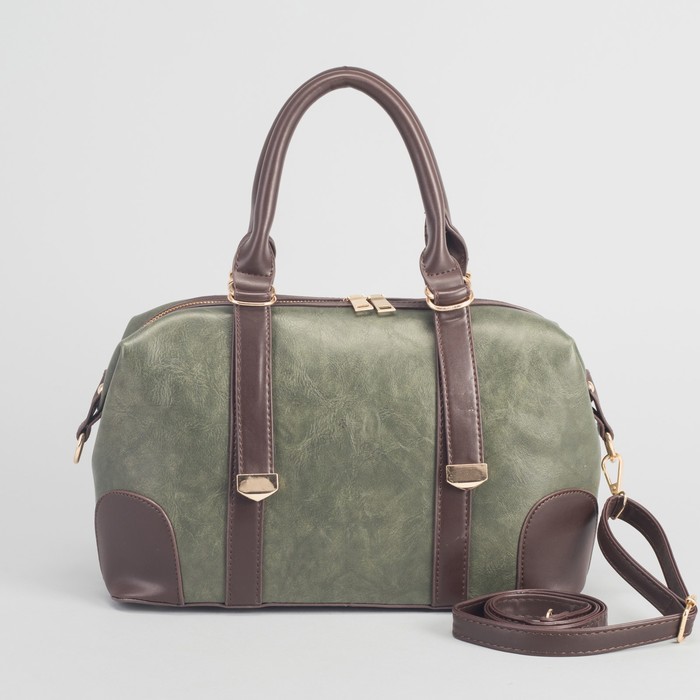 Сумка женская на молнии, 1 отдел, наружный карман, длинный ремень, цвет зелёный