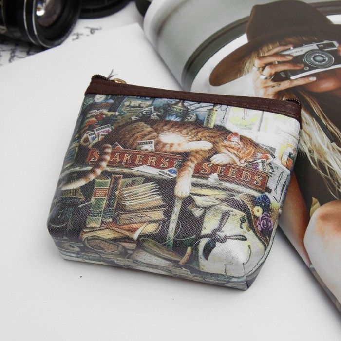 Кошелёк женский на молнии, 1 отдел, цвет коричневый