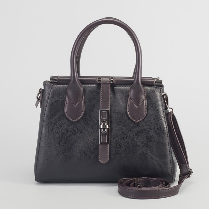 Сумка женская на молнии, 1 отдел с перегородкой, длинный ремень, цвет чёрный