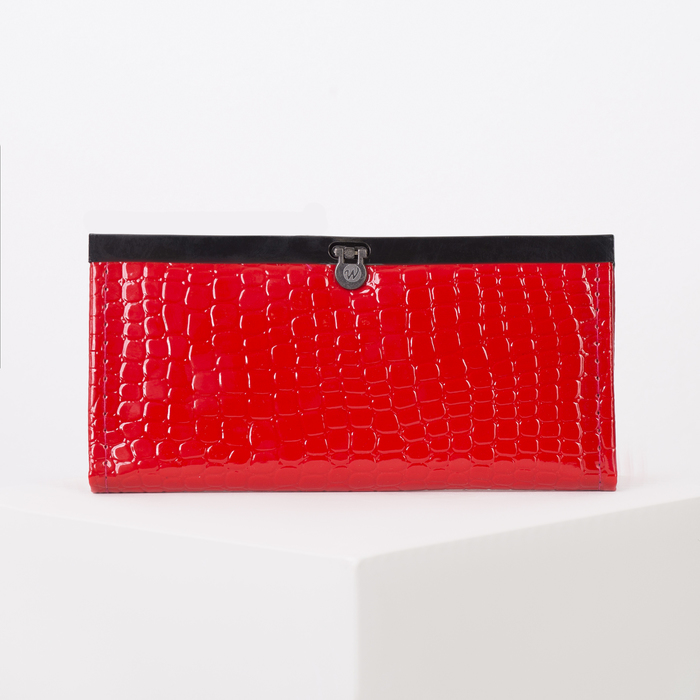 Кошелёк женский на застёжке, 4 отдела, для монет, цвет красный