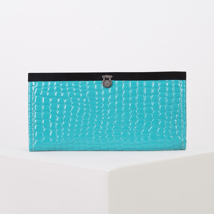 Кошелёк женский на застёжке, 4 отдела, для монет, цвет бирюзовый
