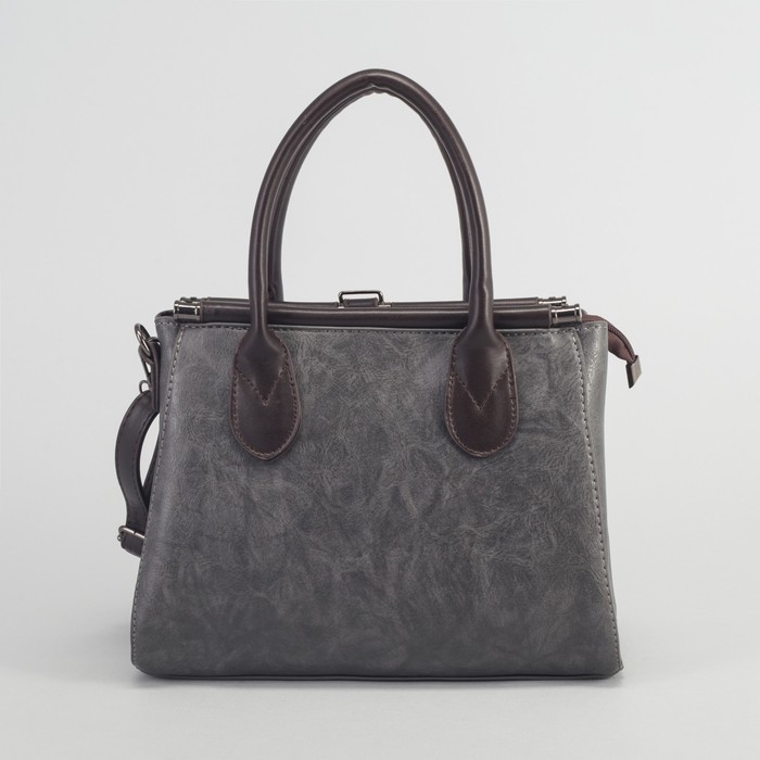 Сумка женская на молнии, 1 отдел с перегородкой, длинный ремень, цвет серый