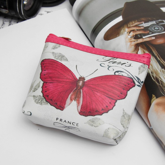 Кошелёк женский на молнии, 1 отдел, цвет малиновый