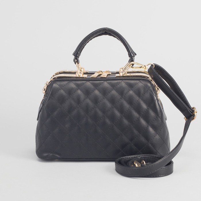 Сумка женская на молнии, 1 отдел, длинный ремень, цвет чёрный