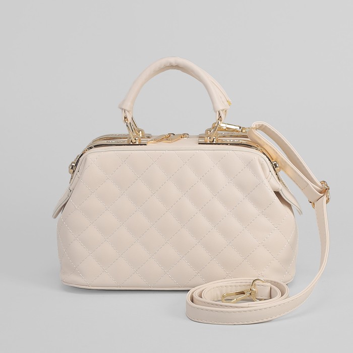 Сумка женская на молнии, 1 отдел, длинный ремень, цвет белый