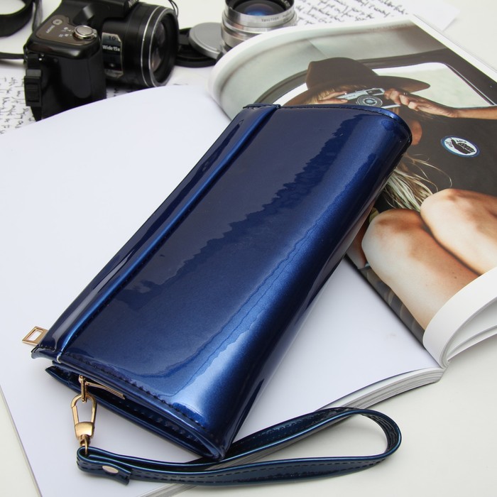 Клатч женский "Алина", на молнии, 1 отдел с перегородкой, с ручкой, цвет синий