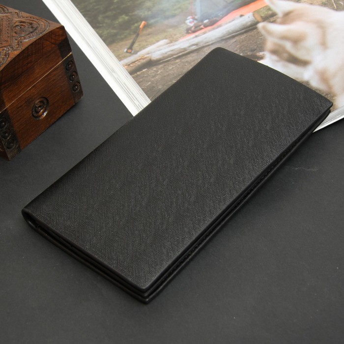 Портмоне мужское, 3 отдела, для карт, сим-карты, цвет чёрно-чёрный