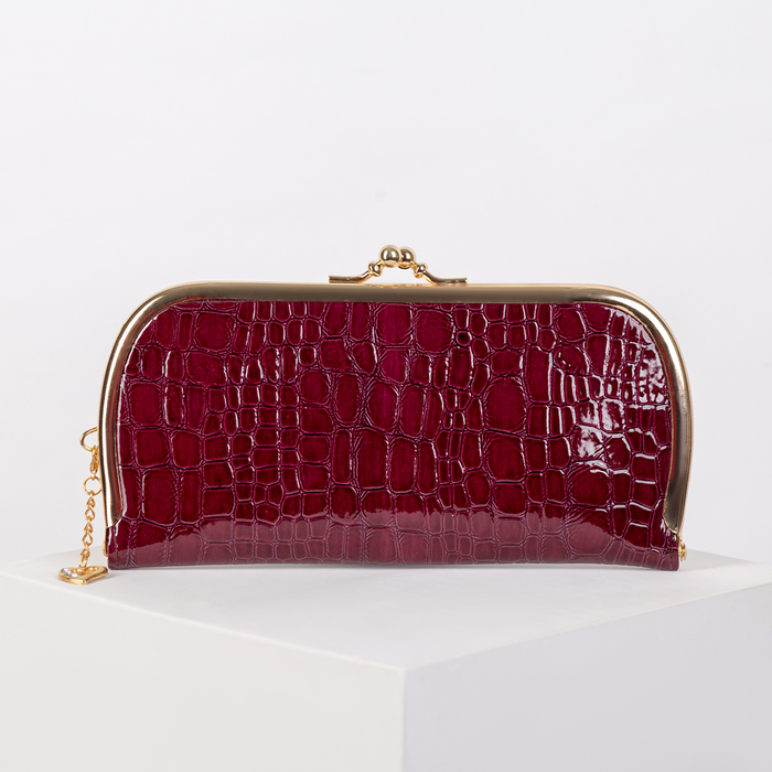 Кошелёк женский на фермуаре, 4 отдела, для монет, цвет бордовый