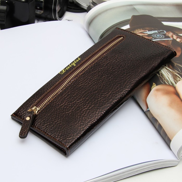 Кошелёк женский, 2 отдела, для карт, монет, цвет коричневый