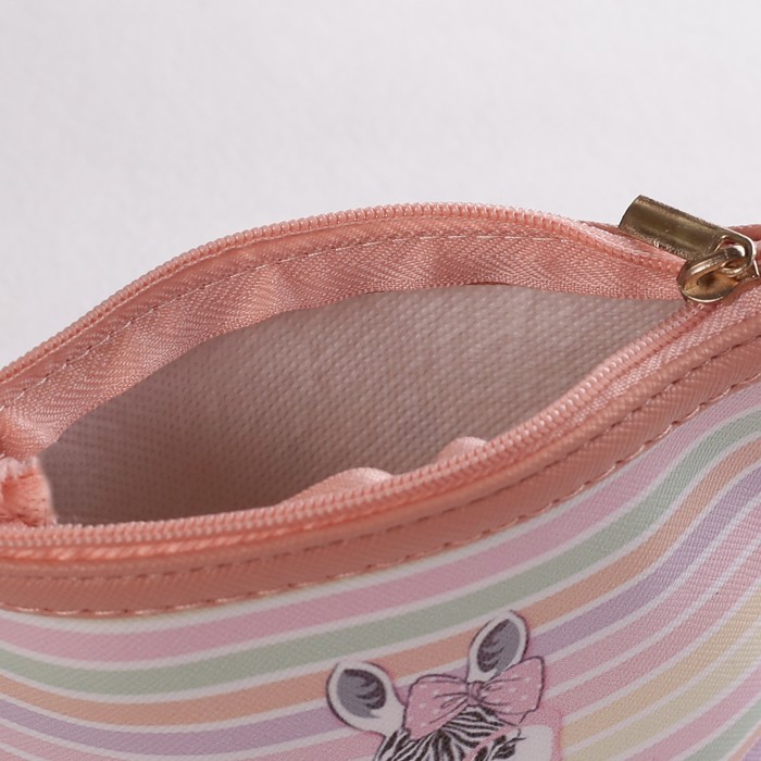 Кошелёк детский на молнии, 1 отдел, цвет пудровый