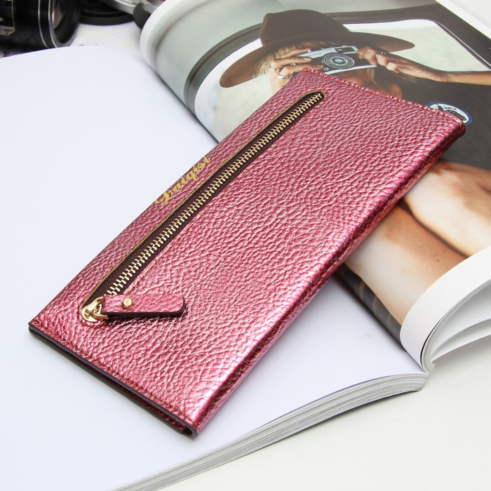 Кошелёк женский, 2 отдела, для карт, монет, цвет розовый