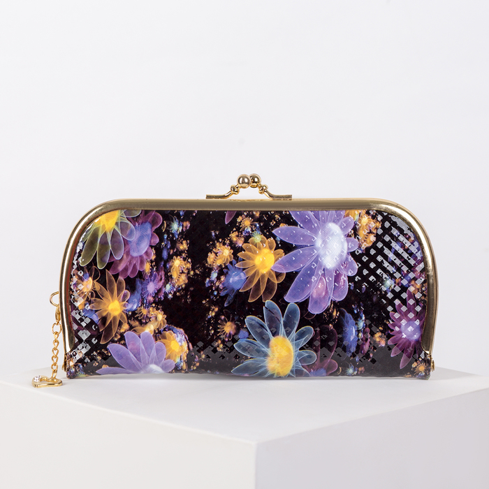 Кошелёк женский на фермуаре, 4 отдела, для монет, цвет фиолетовый