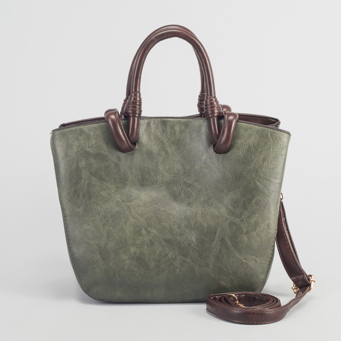 Сумка женская на магните, 3 отдела, длинный ремень, цвет зелёный