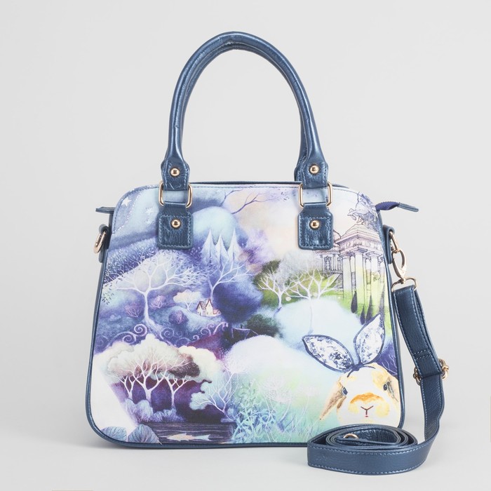 Сумка женская на молнии, 3 отдела, наружный карман, длинный ремень, цвет синий