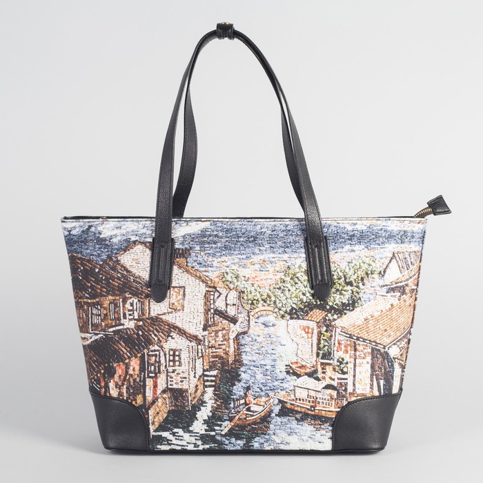 Сумка женская на молнии, 1 отдел с перегородкой, цвет чёрный