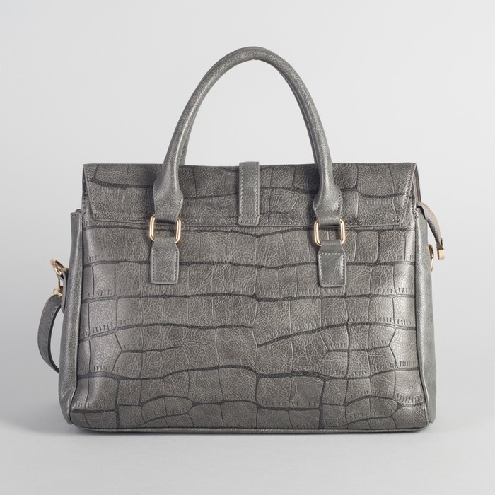 Сумка женская на молнии, 1 отдел, длинный ремень, цвет серый