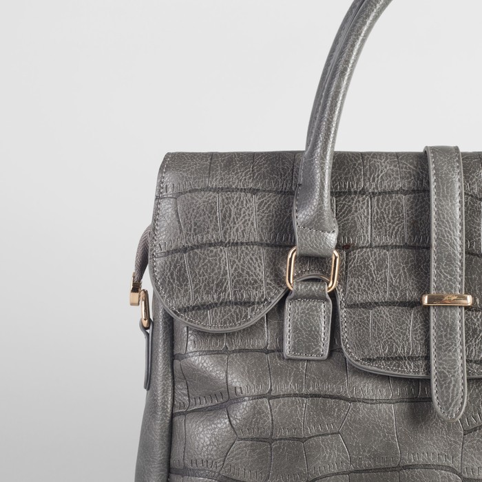 Сумка женская на молнии, 1 отдел, длинный ремень, цвет серый