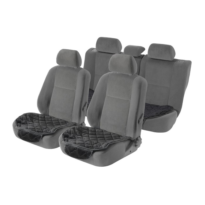 Накидки на сиденья, велюр, черный, набор 3 шт накидки на передние сиденья автомобиля черные велюр в полоску