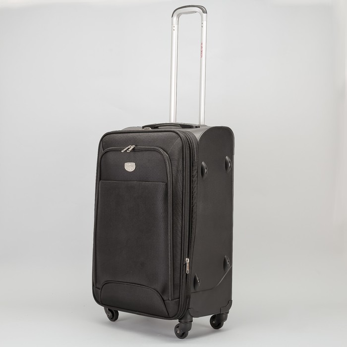 Чемодан малый с расширением, 24", 4 колеса, 2 наружных кармана, кодовый замок, цвет чёрный