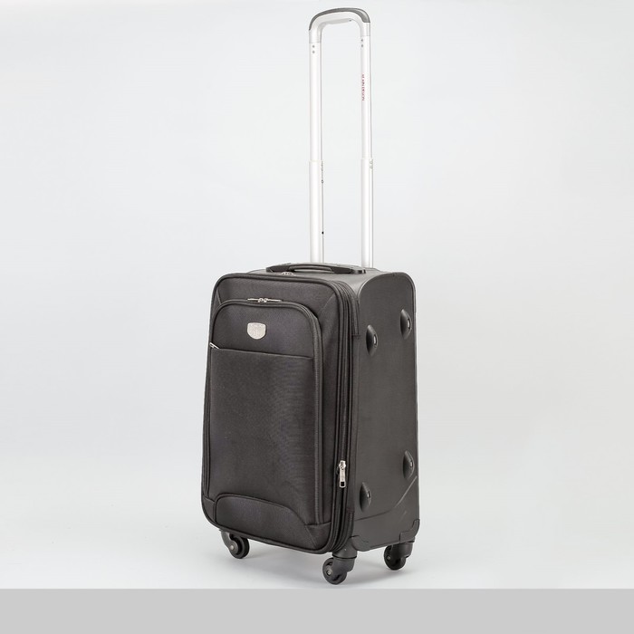 Чемодан малый с расширением, 20", 4 колеса, 2 наружных кармана, кодовый замок, цвет чёрный