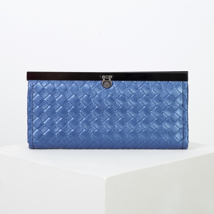 Кошелёк женский на застёжке, 4 отдела, для монет, для карт, цвет синий