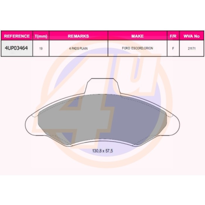 Колодки тормозные 4U 4UP03464